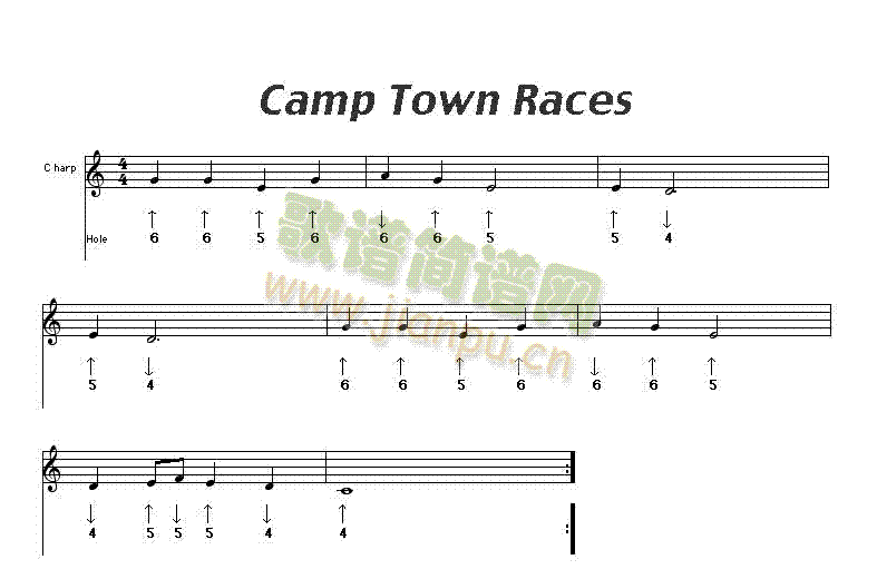 camp town races口琴谱