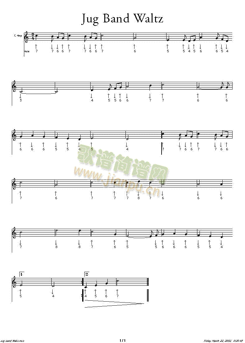 jug band waltz口琴谱