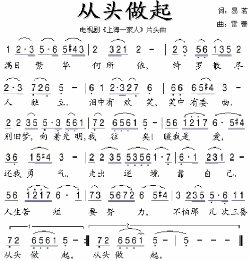 从头做起(上海一家人片头曲)