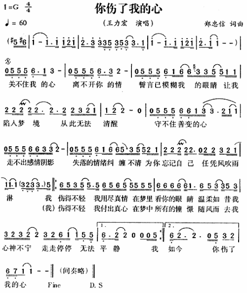 你伤了我的心