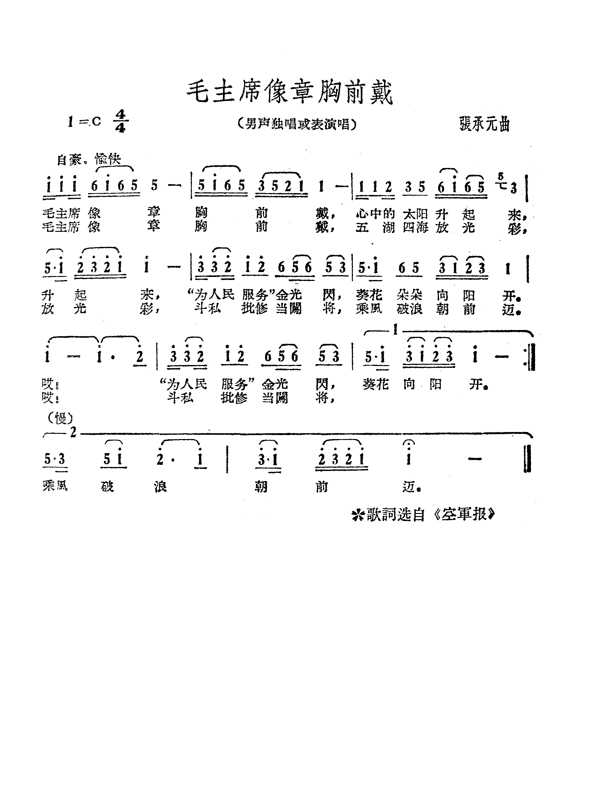 毛主席像章胸前戴