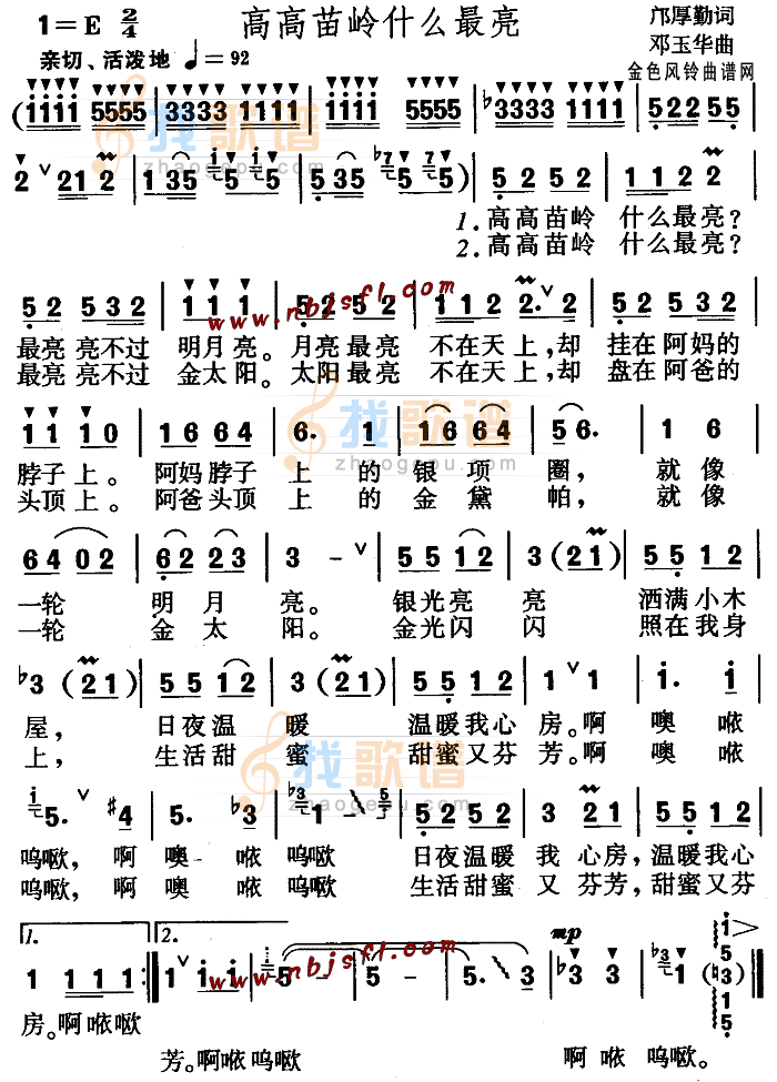 高高苗岭什么最亮(儿童歌)