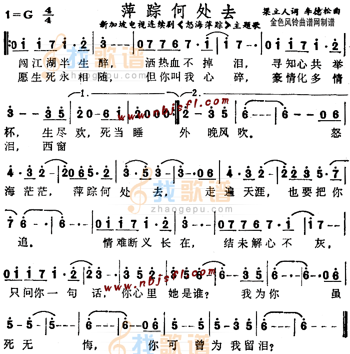 萍踪何处去(怒海萍踪主题歌)