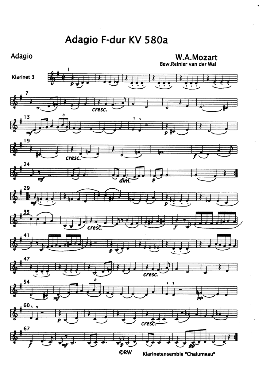 adagio f dur kv 580