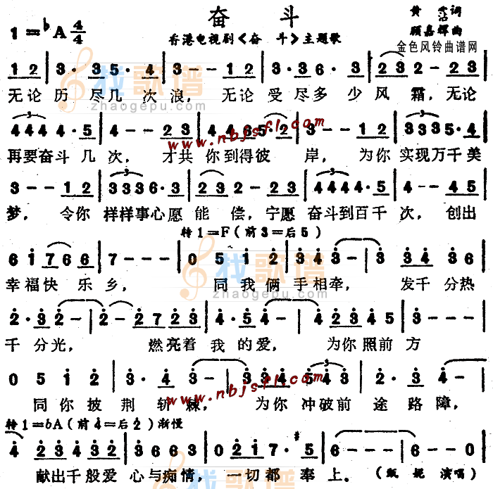 奋斗(同名电视剧主题歌、粤语)