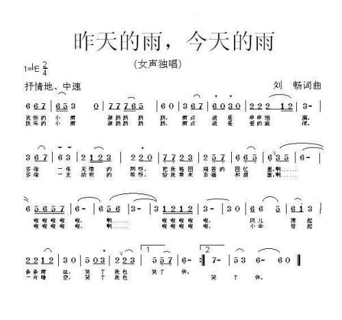 昨天的雨，今天的雨（女独）