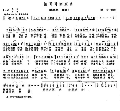 情哥哥回家乡