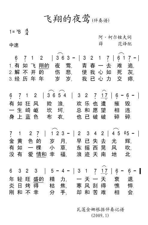 飞翔的夜莺（伴奏谱）
