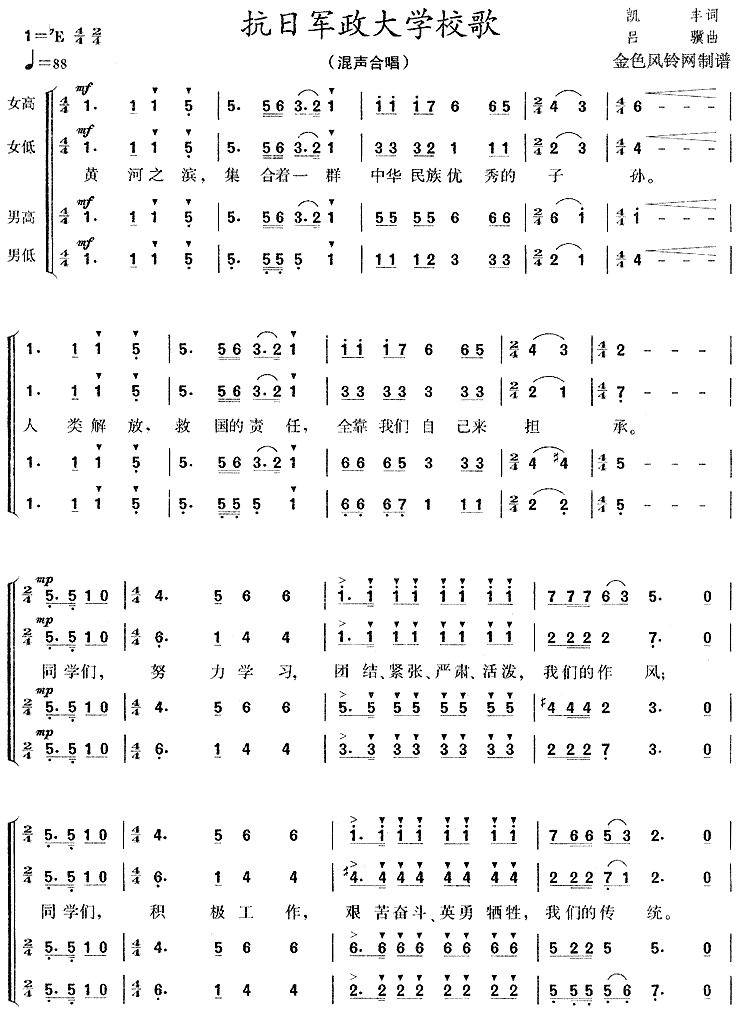 抗日军政大学校歌