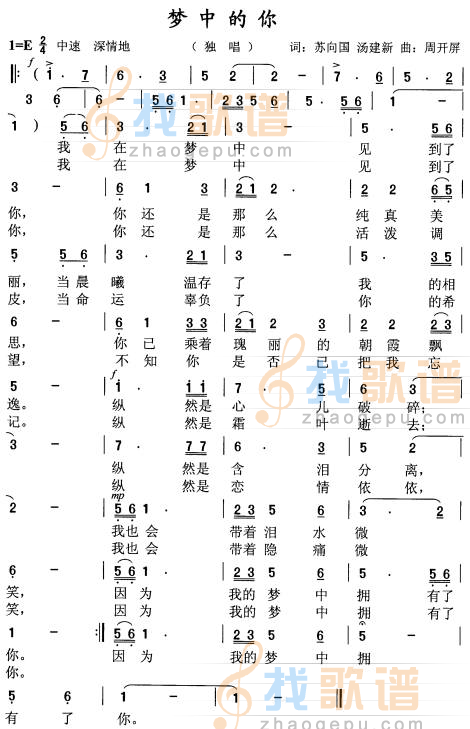 原创通俗歌曲梦中的你