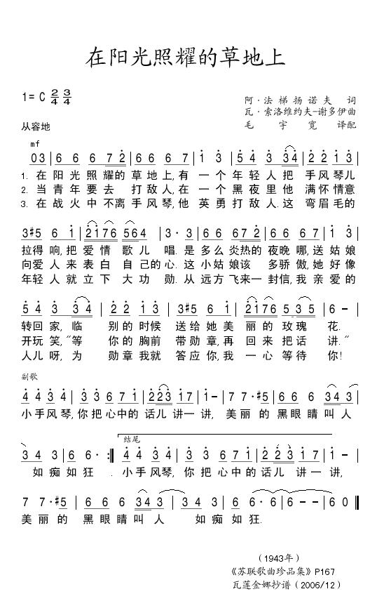 在阳光照耀的草地上