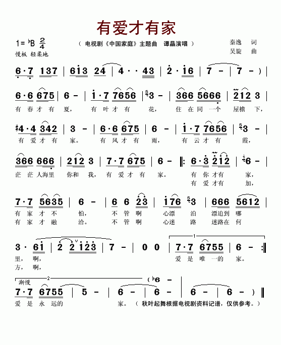 有爱才有家（电视剧〈中国家庭〉主题曲）