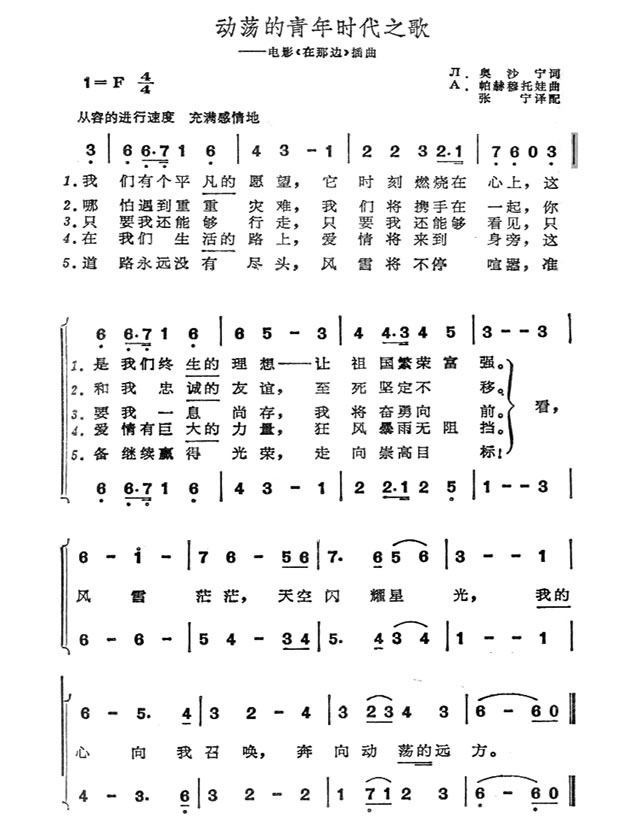 歌单-动荡的青年时代之歌（张宁）