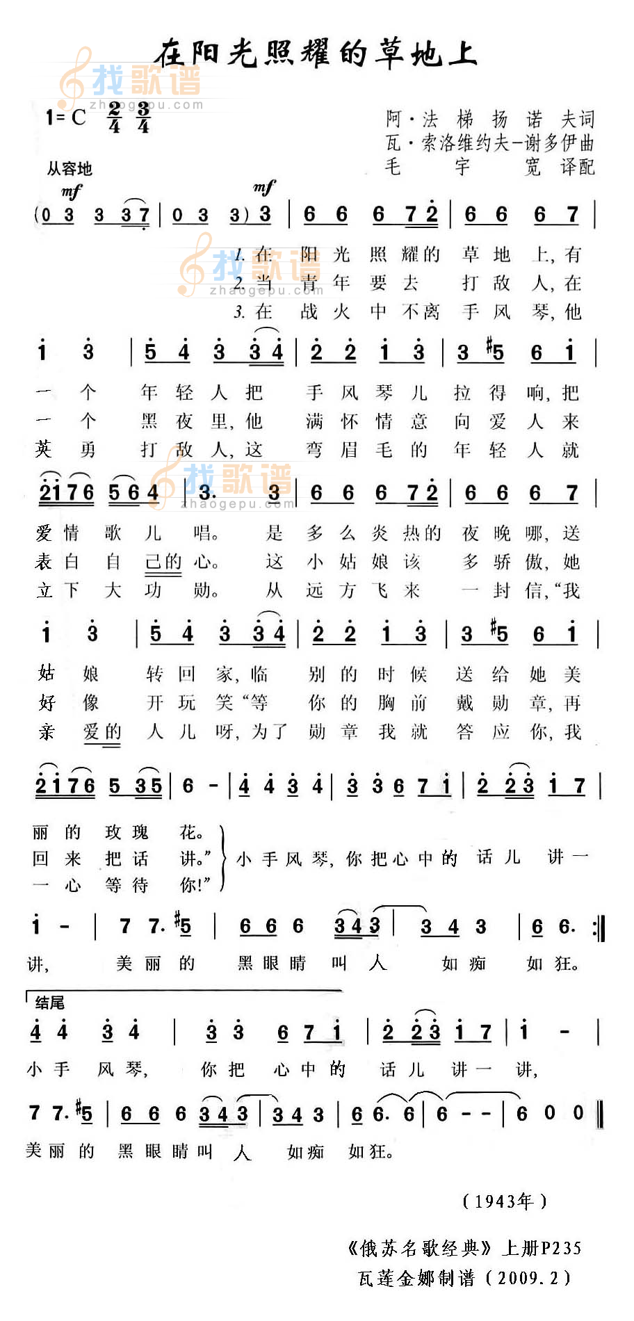 在阳光照耀的草地上