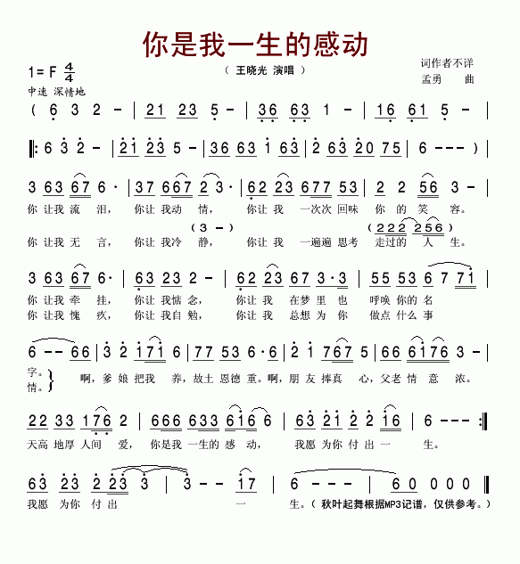 你是我一生的感动