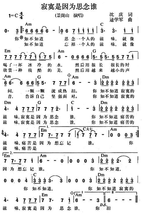 寂寞是因为思念谁