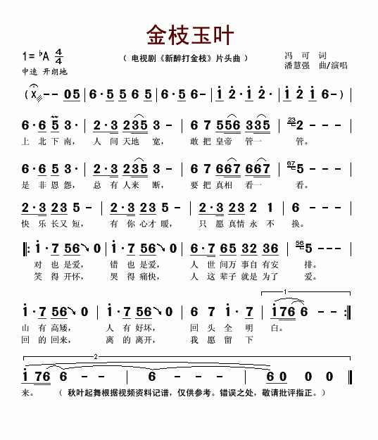 金枝玉叶（电视剧新醉打金枝片头曲）