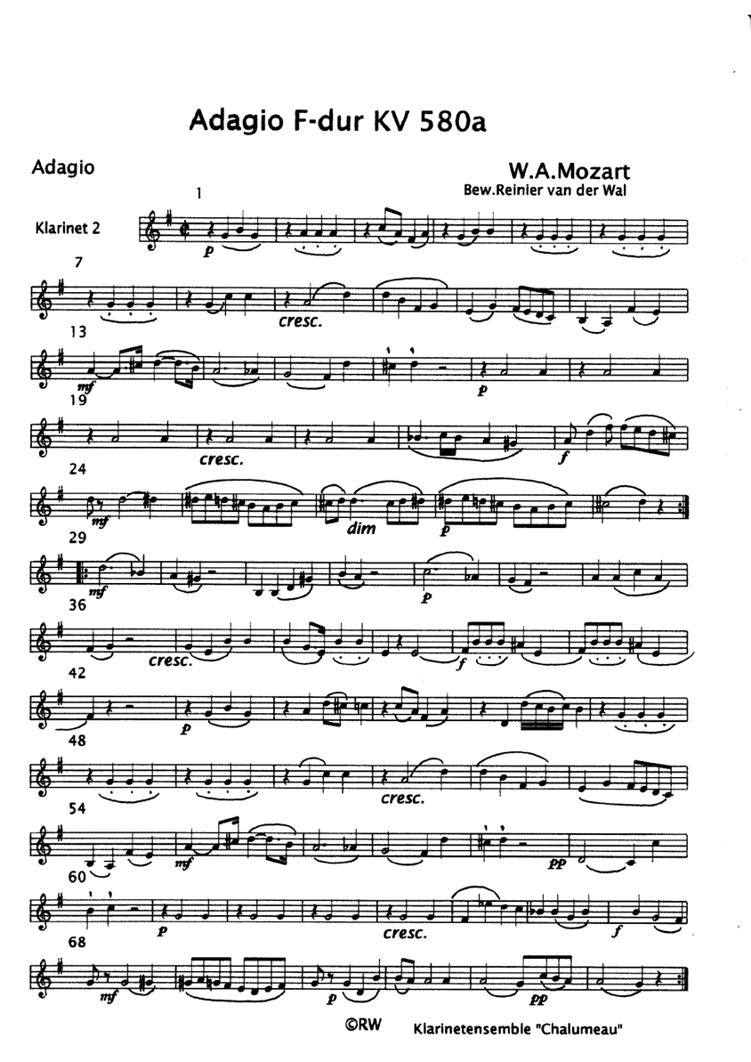 adagio f dur kv 580