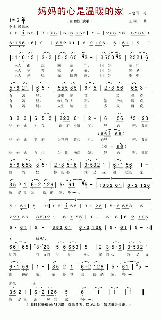 妈妈的心是温暖的家