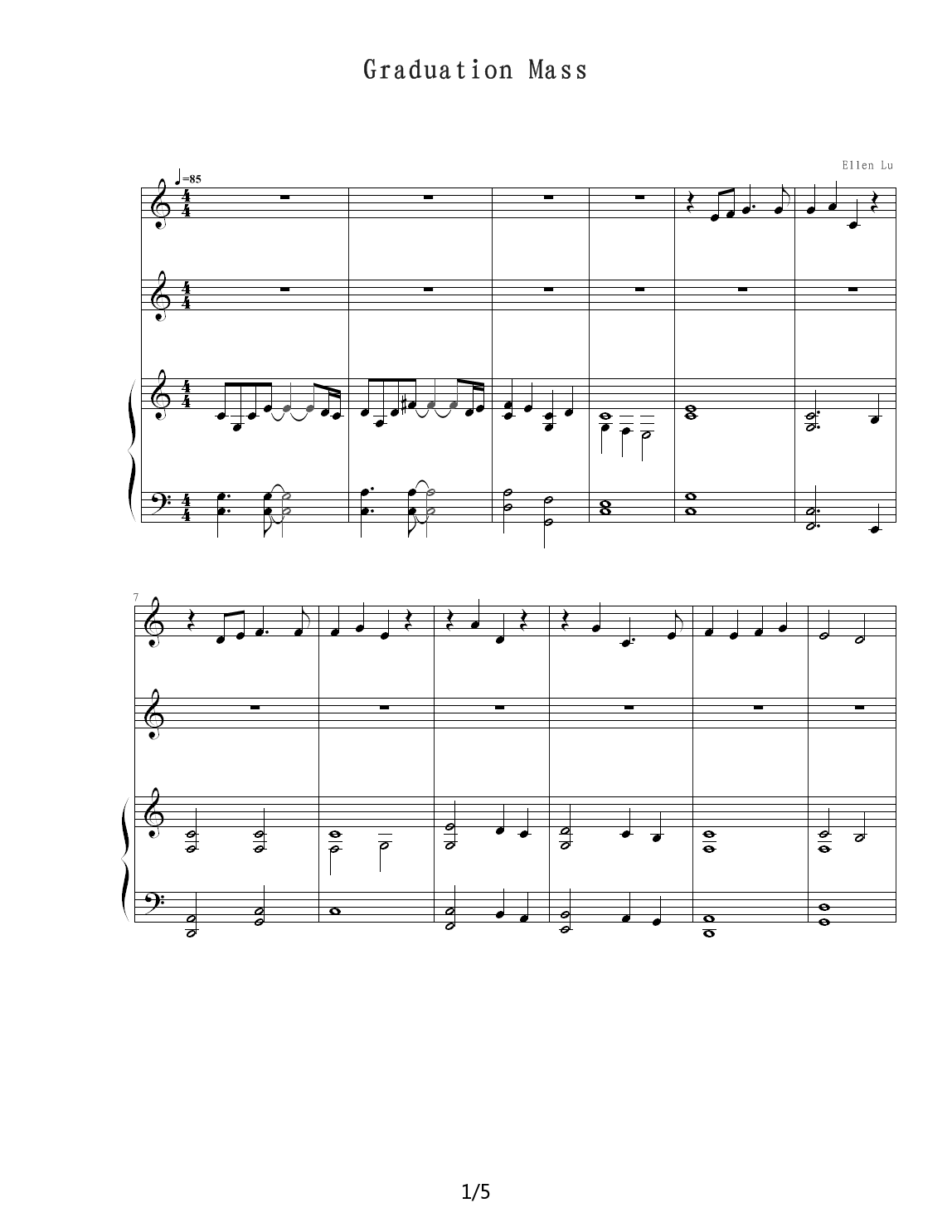 a song for Graduation Mass（draft） C调