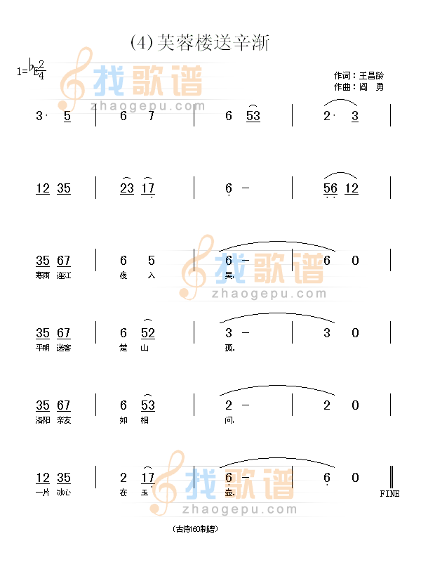 芙蓉楼送辛渐　(唐)王昌龄
