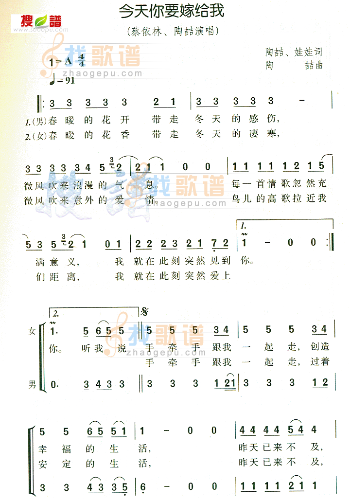 今天你要嫁给我