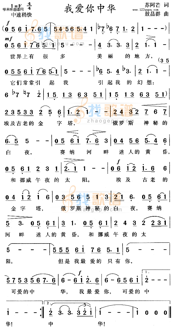 我爱你中华