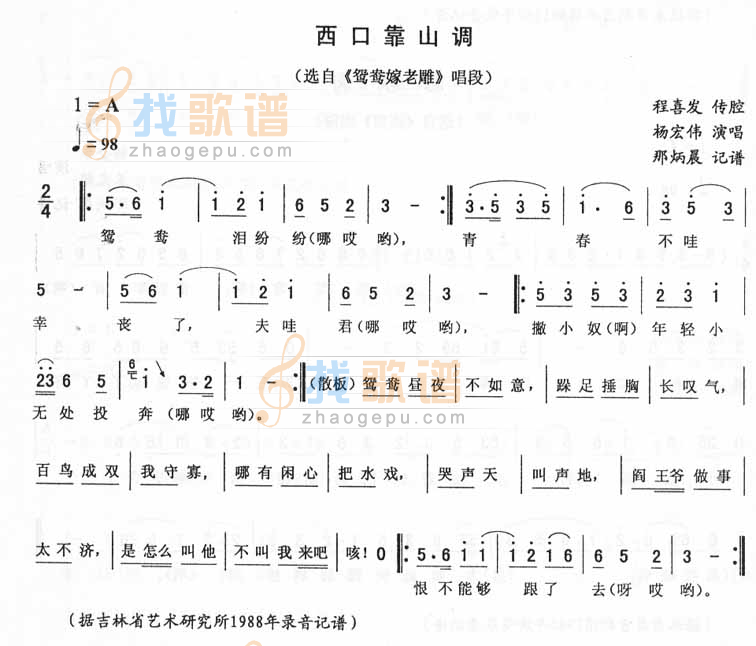 西口靠山调：鸳鸯嫁老雕唱段（二人转）