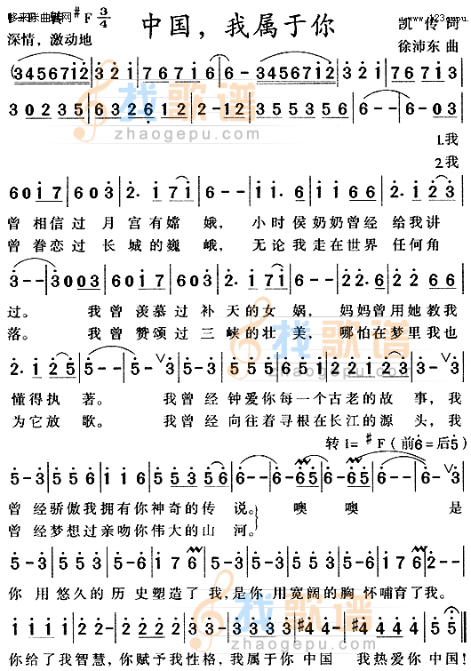 中国，我属于你