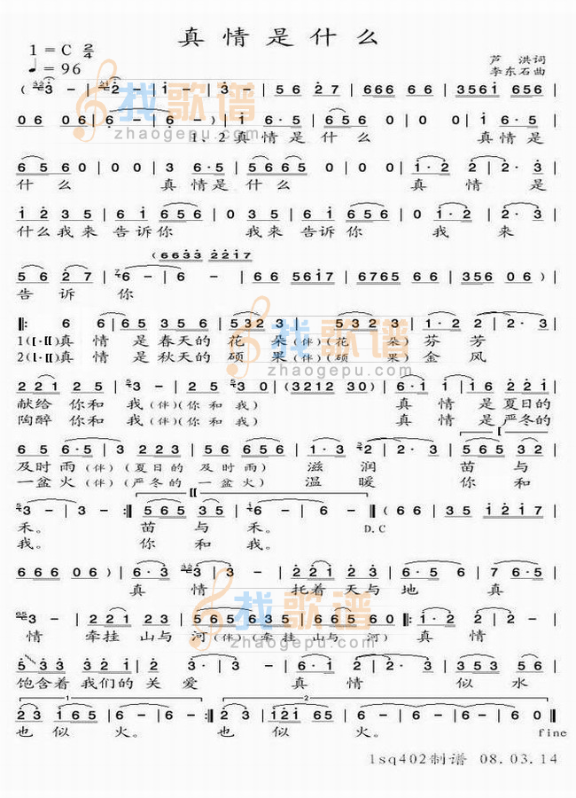 真情是什么芦洪词 李东石曲