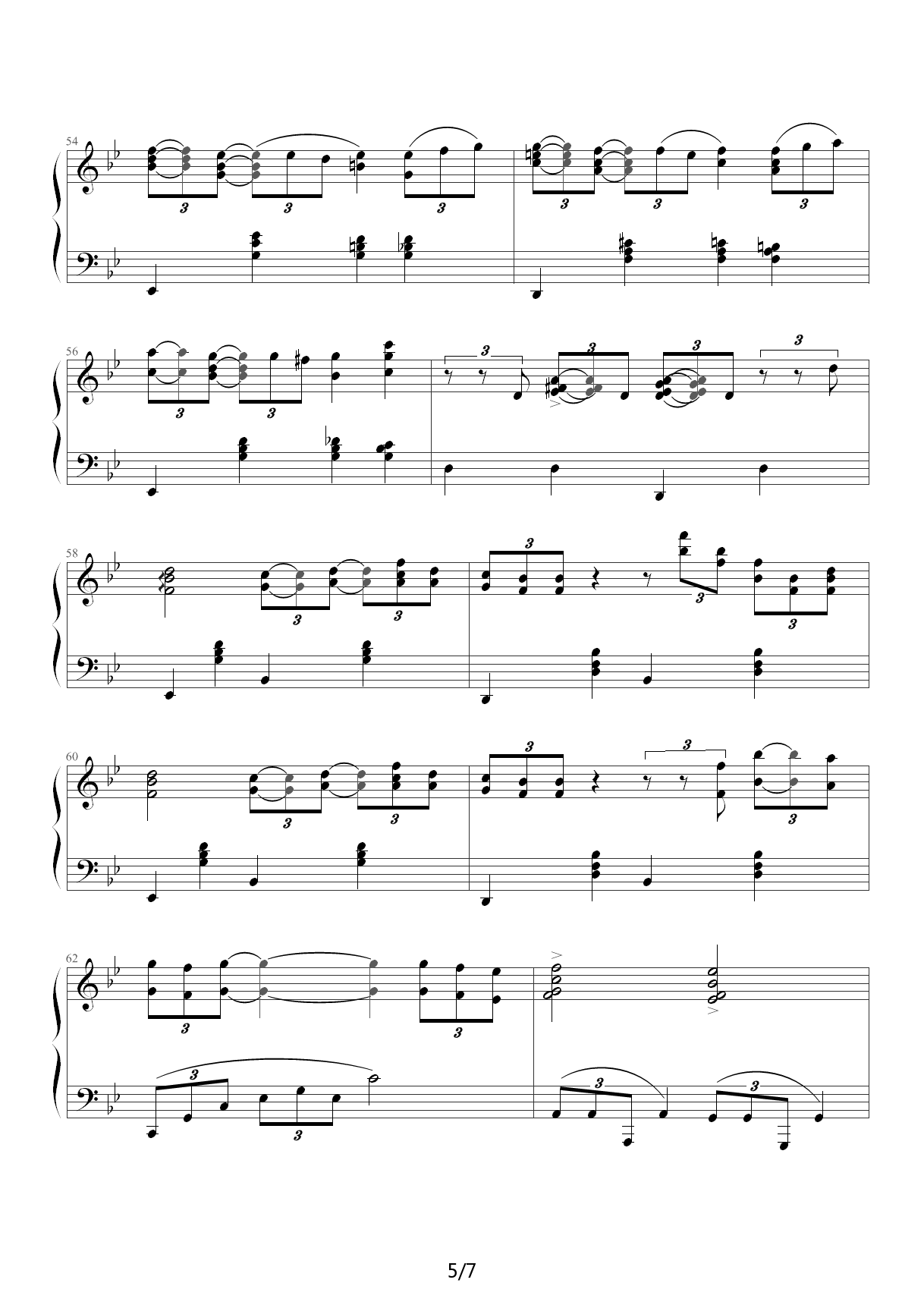 波哥与吉娜（红猪主题曲，钢琴版） D调