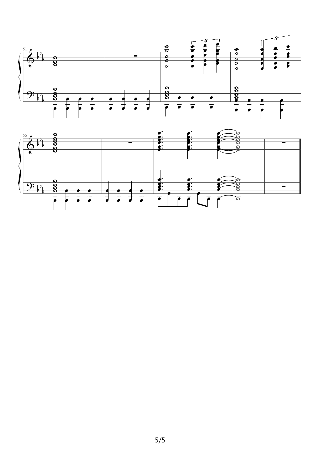 圣斗士星矢主题曲 四手联弹 降E调