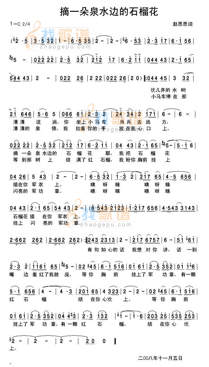摘一朵泉水边到石榴花
