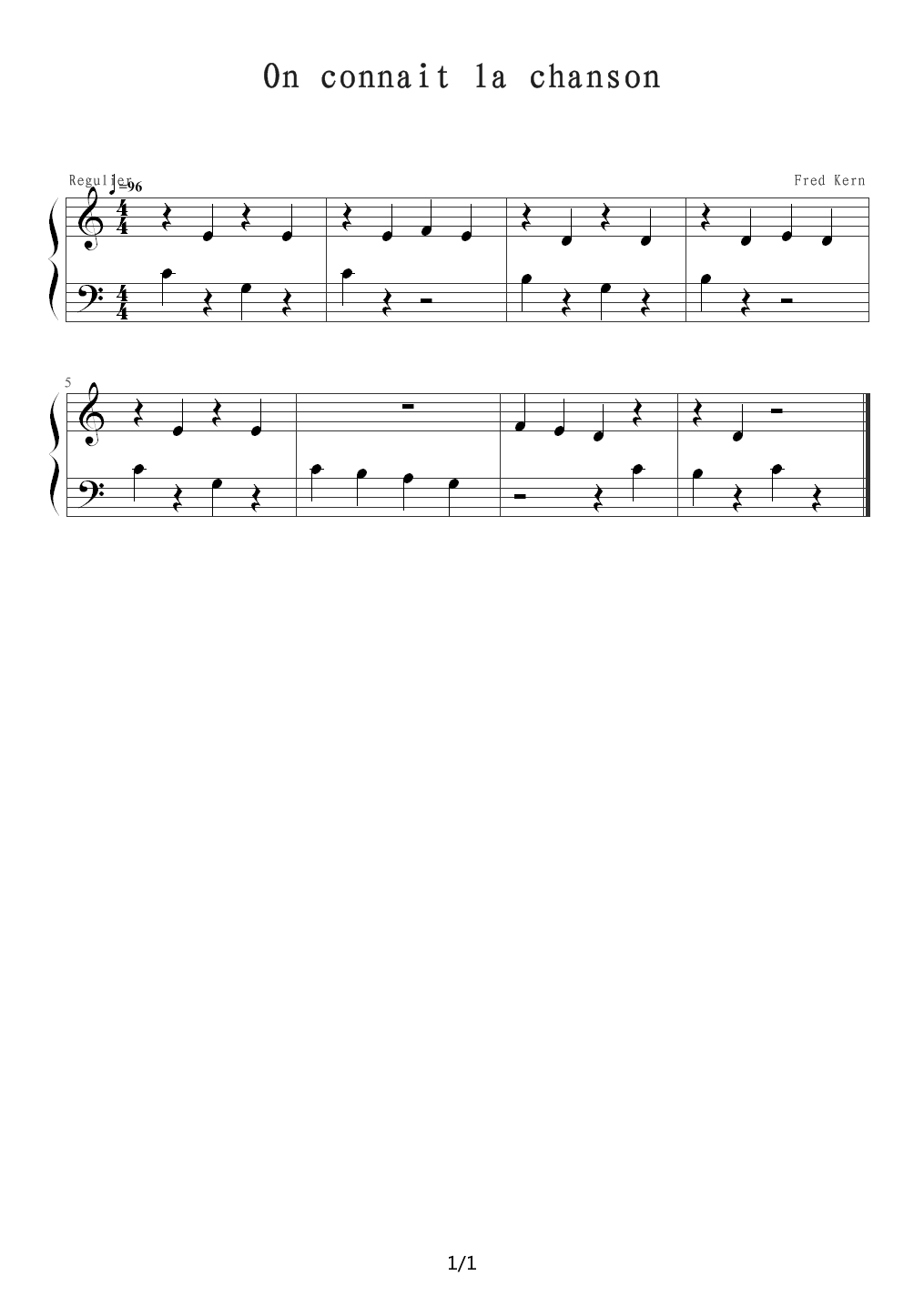 On connait la chanson（我们知道这首歌） C调