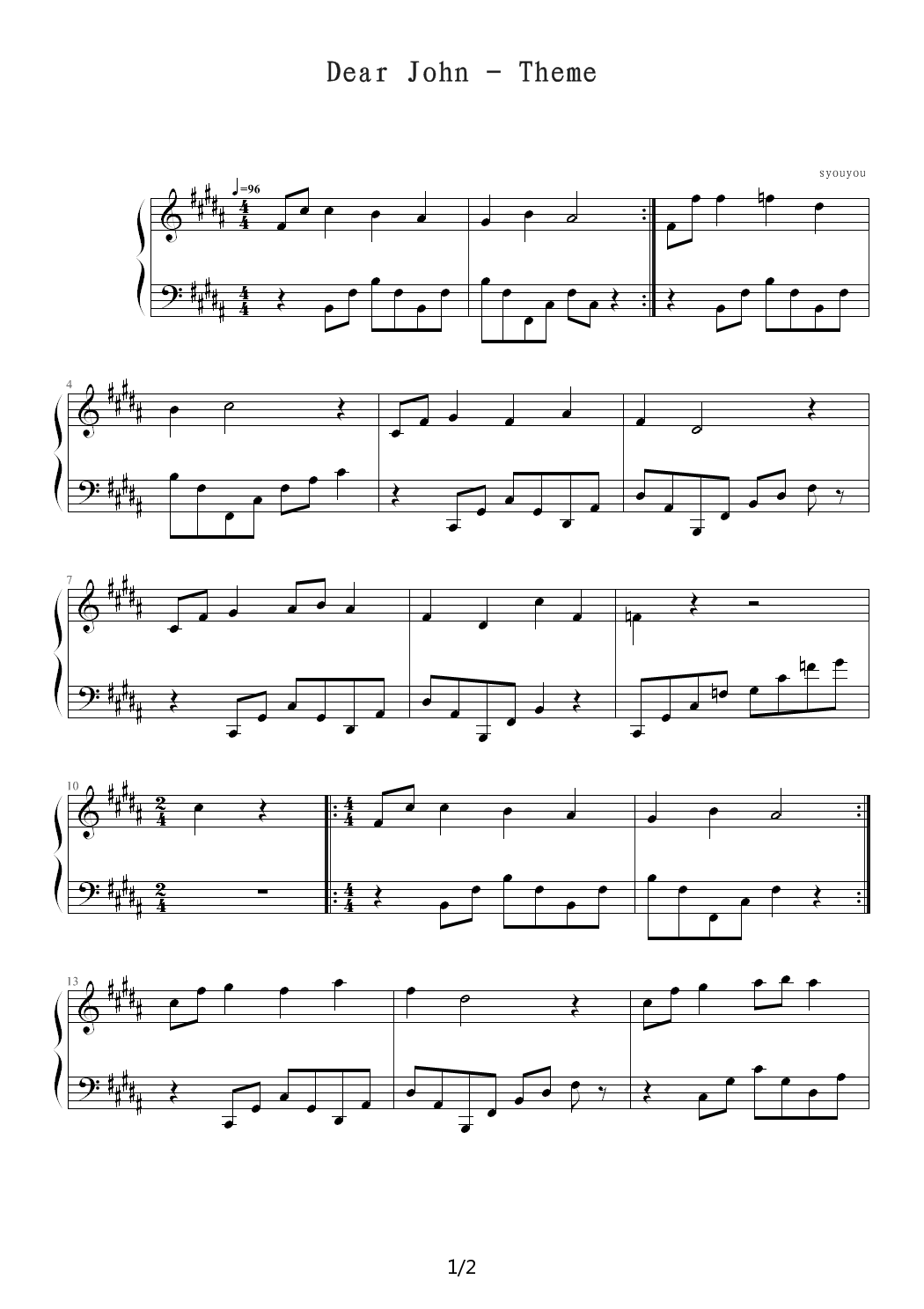 Dear John - Theme B调