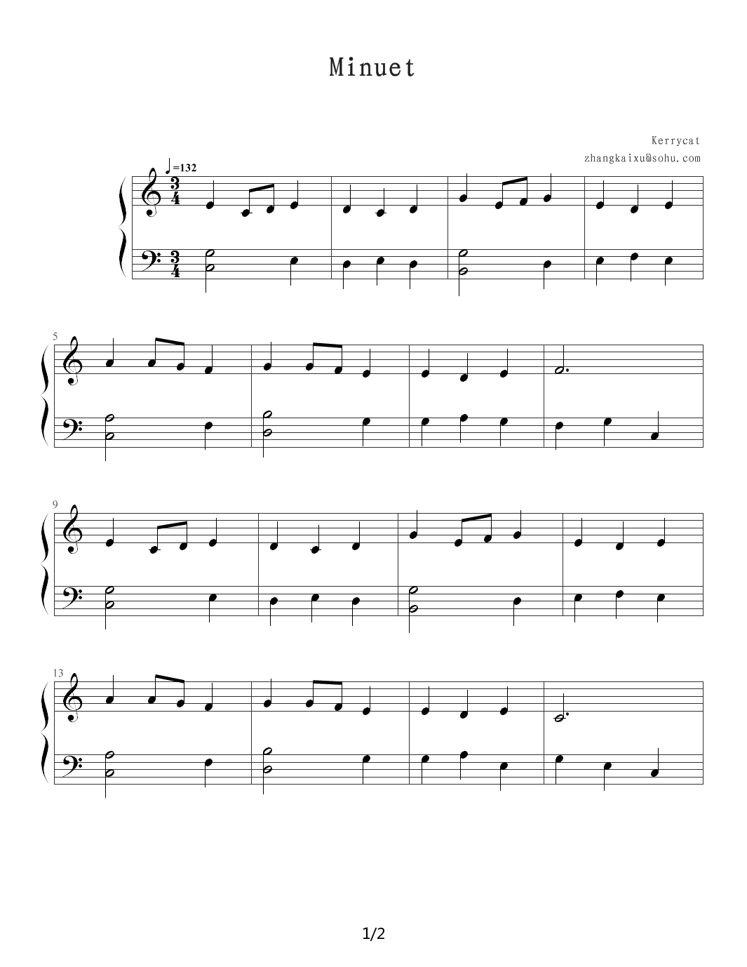 小步舞曲 C调