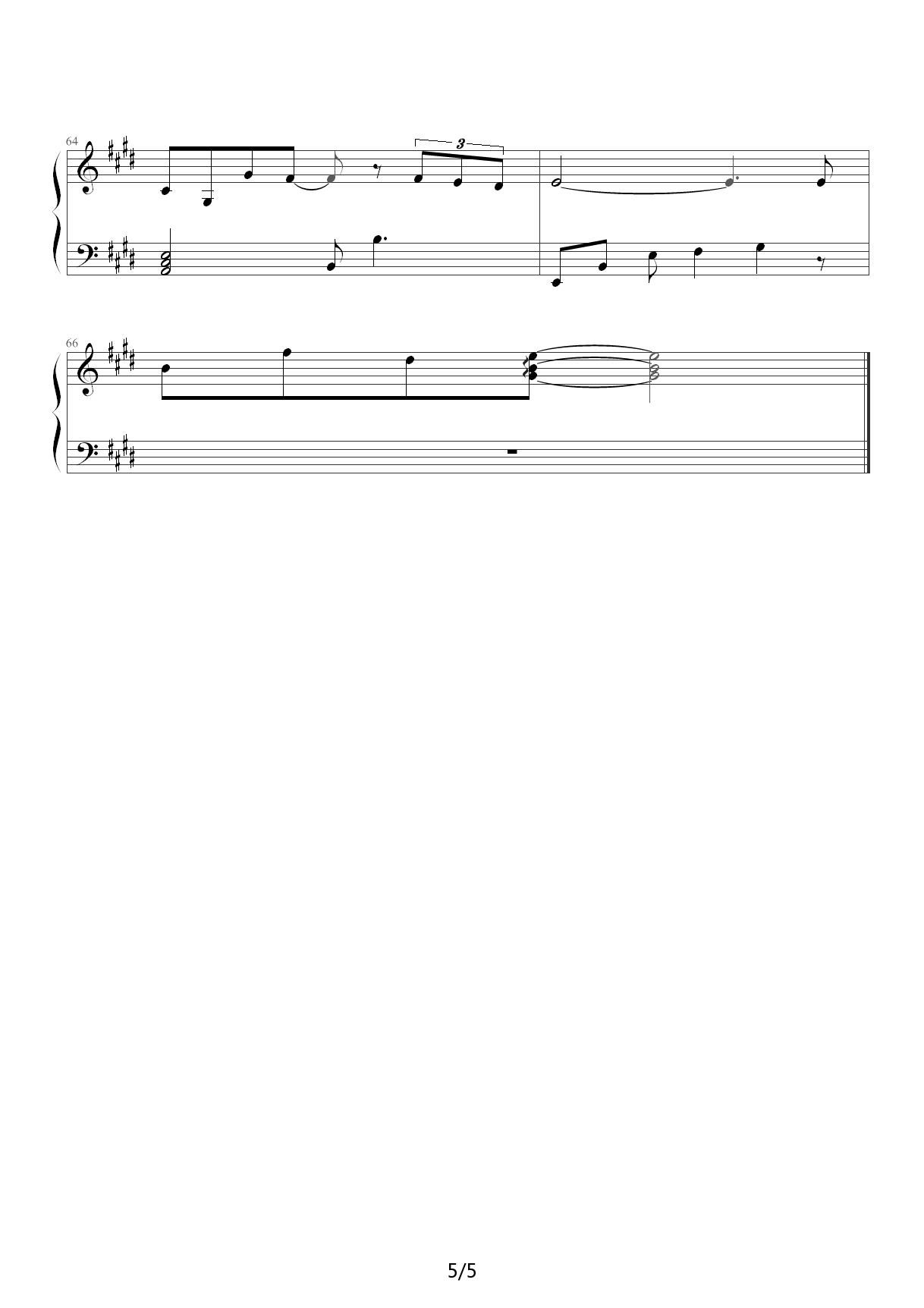 虽然歌曲并无形状 E调