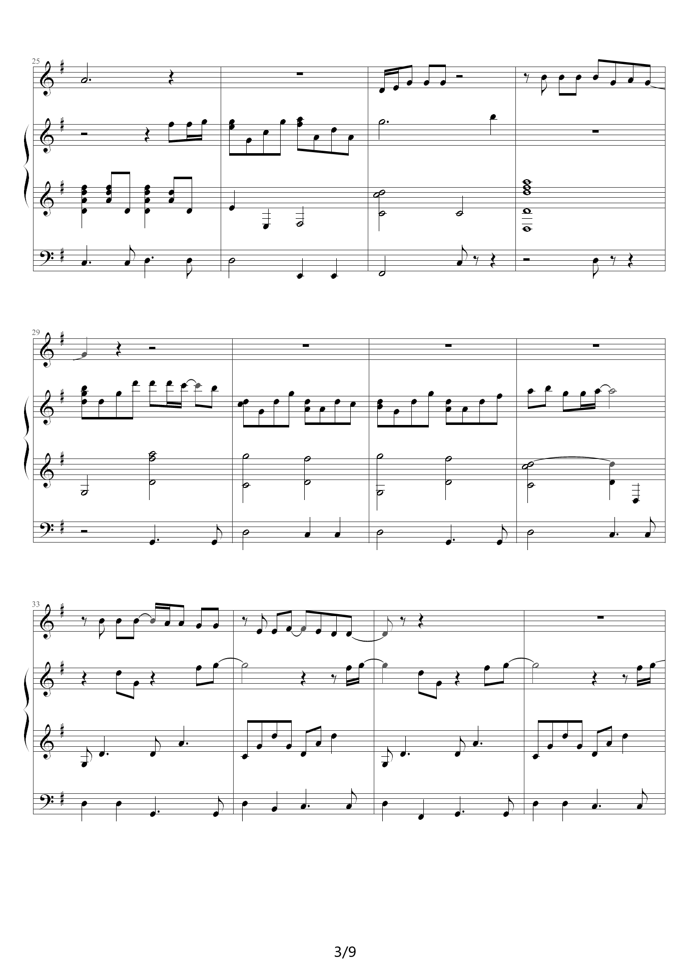 When you say nothing at all （三手联弹）  G调