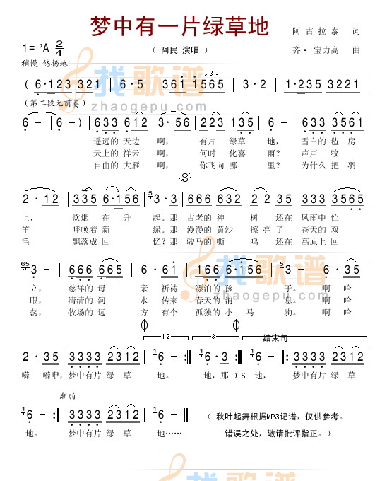 梦中有一片绿草地