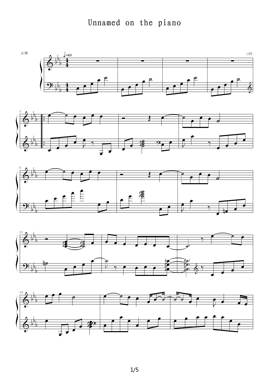 未名钢琴曲 降E调