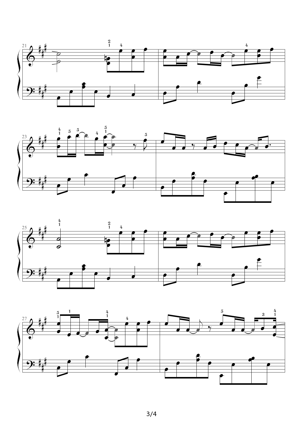 明明就（周杰伦十二新作，钢琴谱） A调