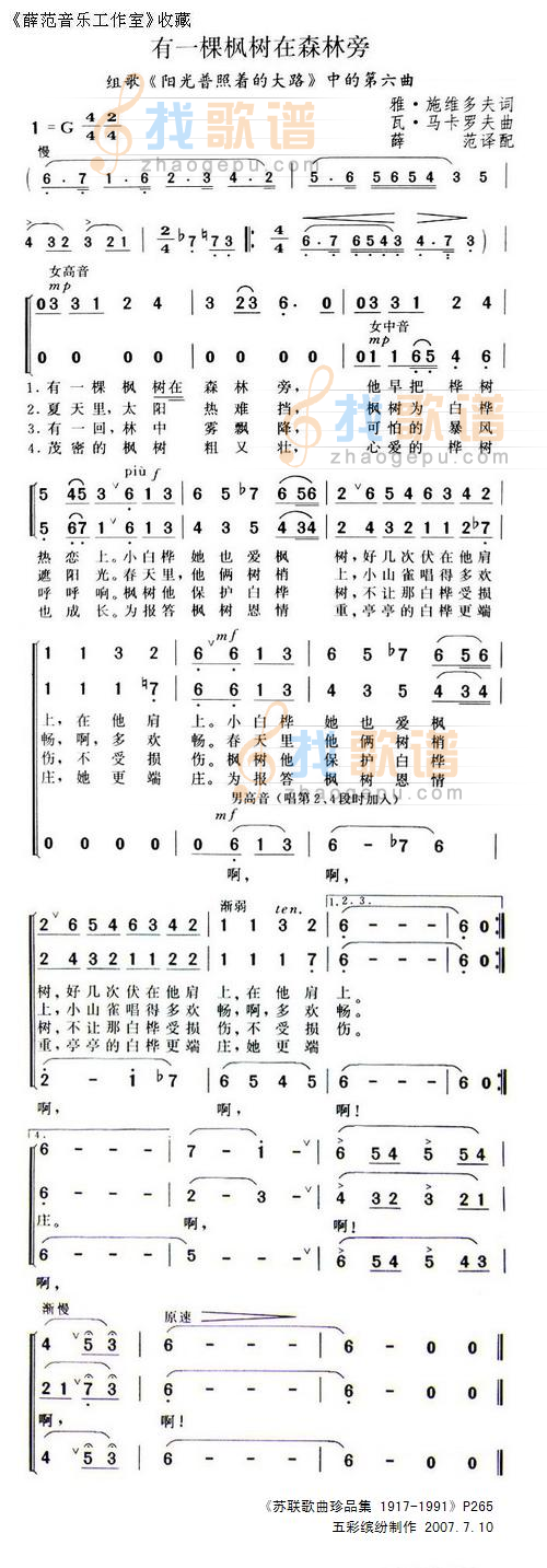 有一棵枫树在森林旁