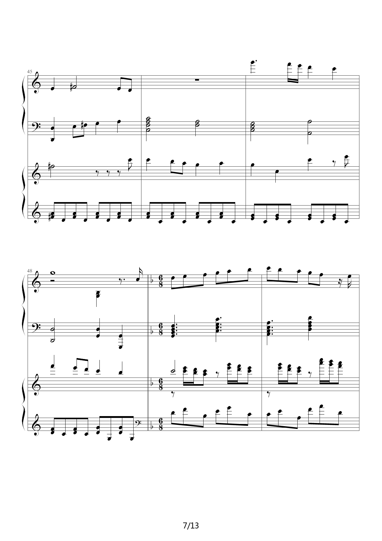 迪士尼【小美人鱼2】歌曲for a moment钢琴完整版 C调
