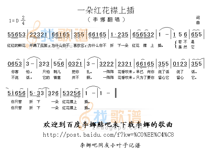 一朵红花襟上插