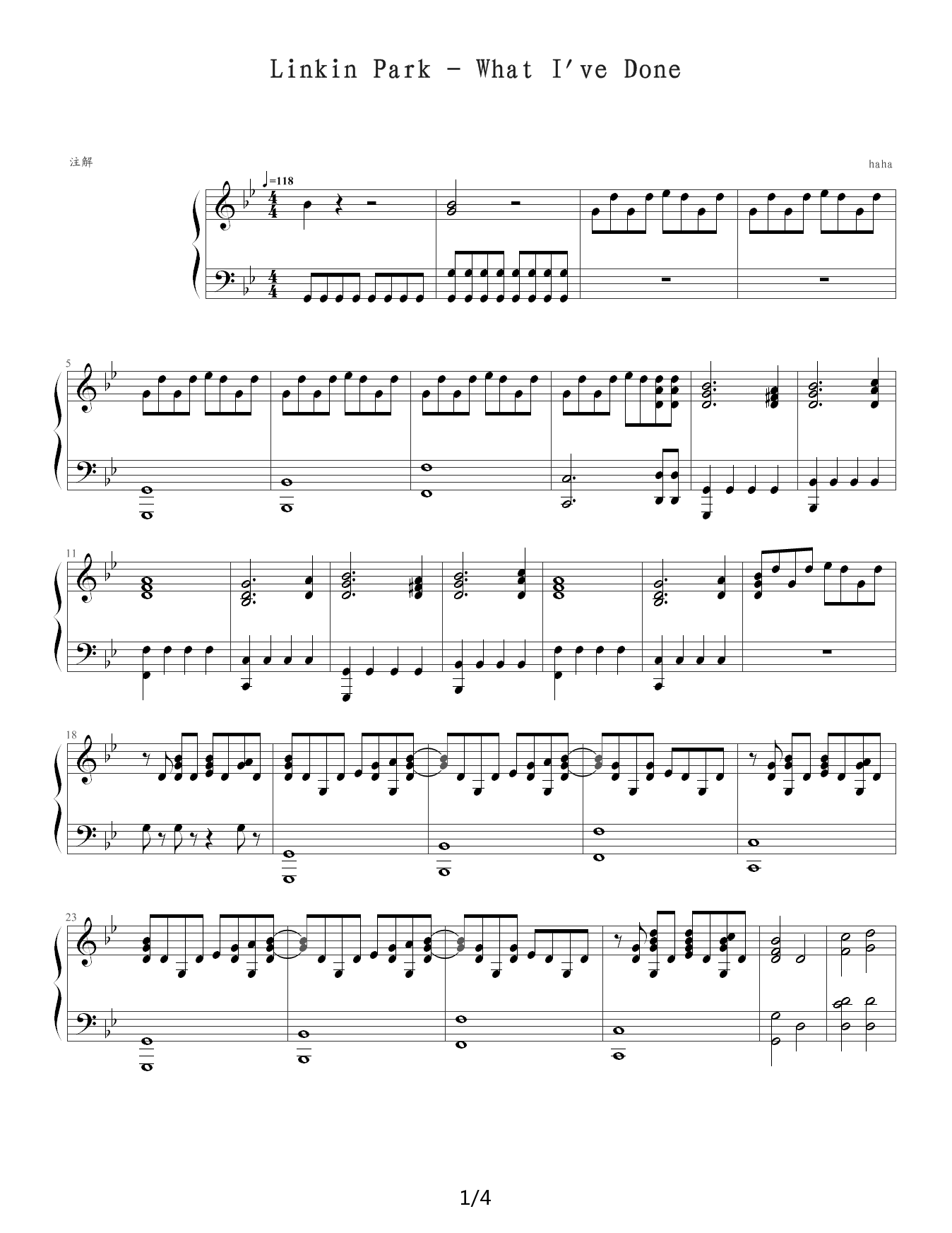 What Ive Done  Linkin Park 降B调