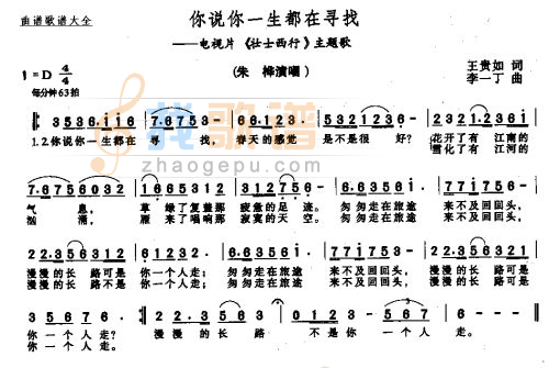 你说你一生都在寻我