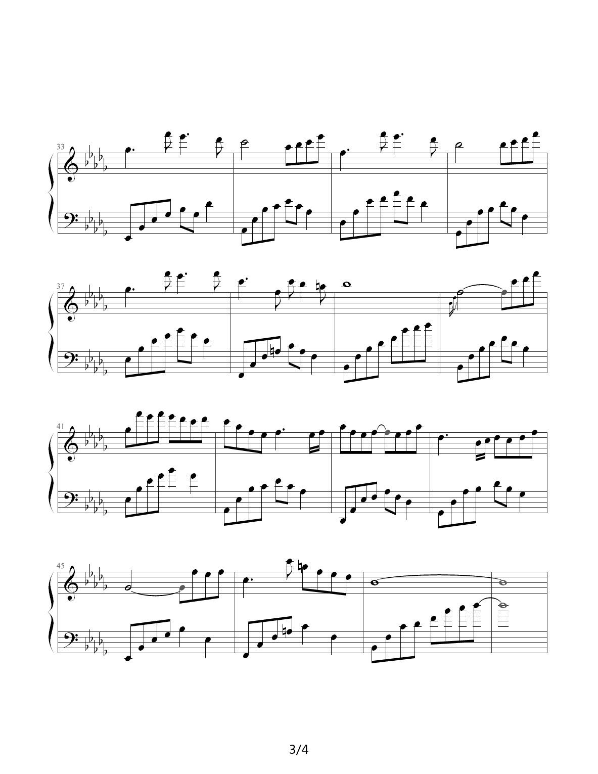 夜的钢琴曲二十八（惜别，石进） 降D调