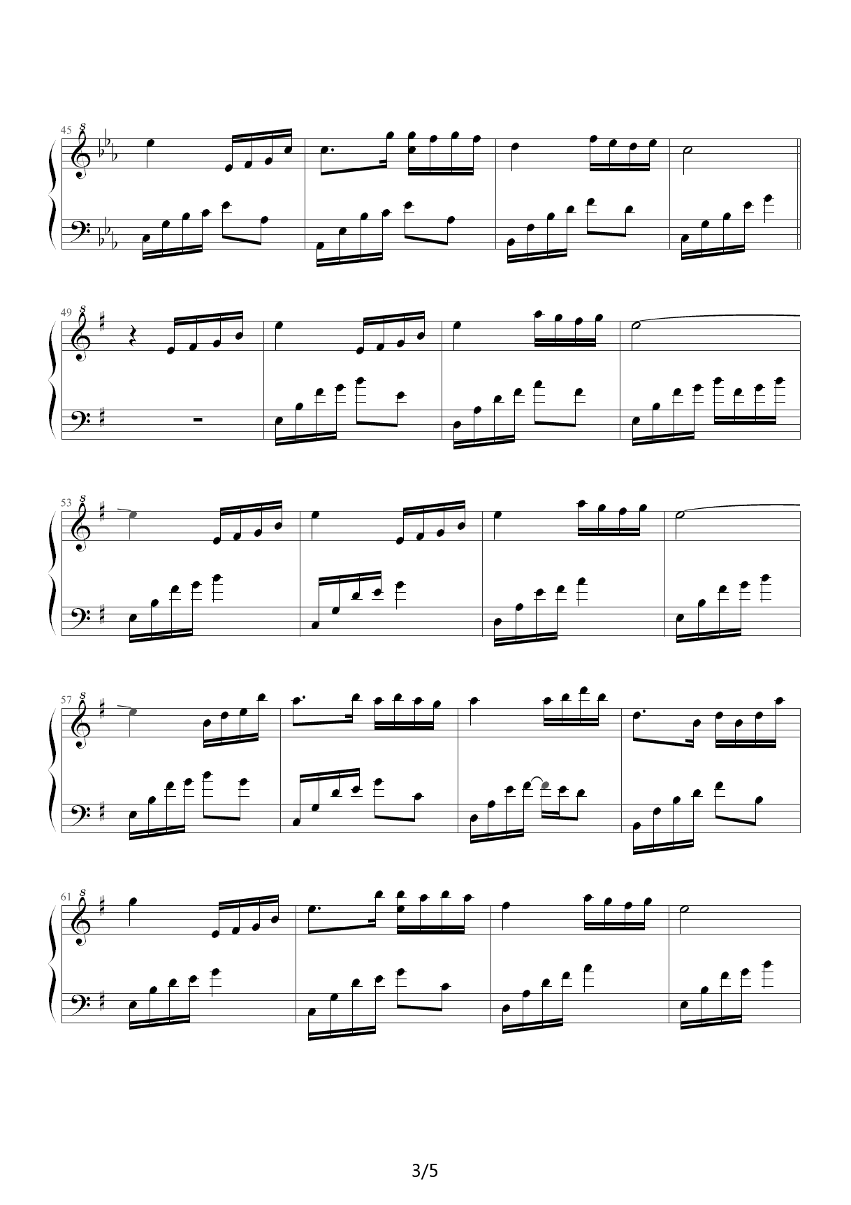 夜的钢琴曲 修改版 降E调