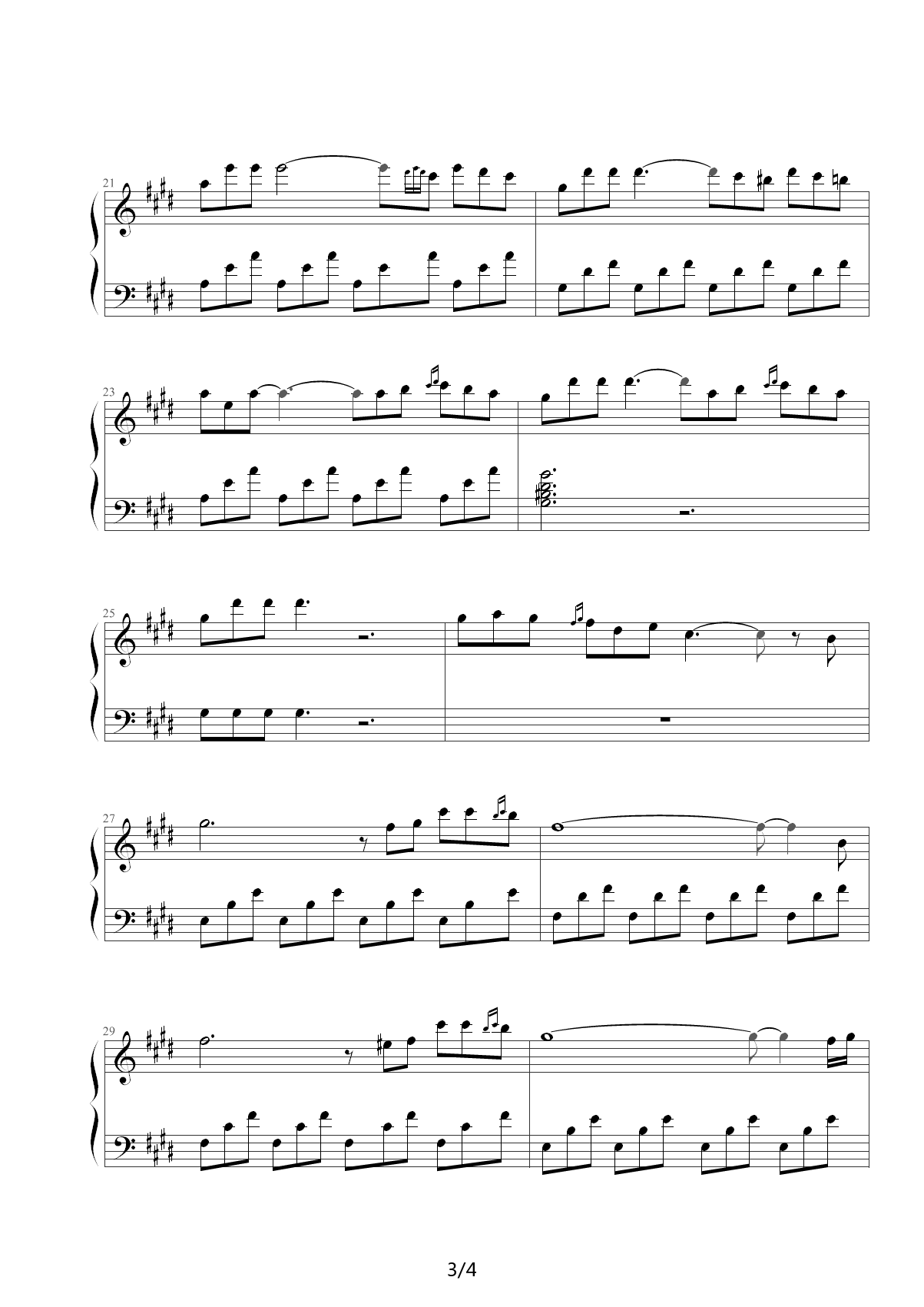 安娜小笺（Quelques notes pour Anna，尼古拉.德.安杰罗斯） E调
