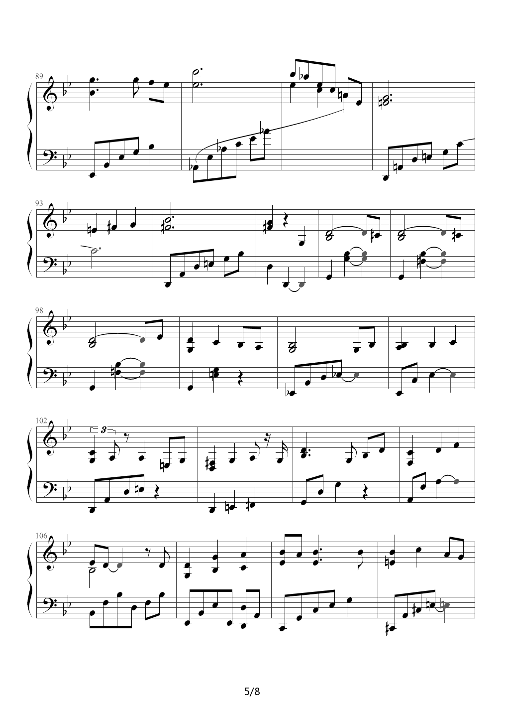 伤痕（屋塔房王世子插曲） 降B调